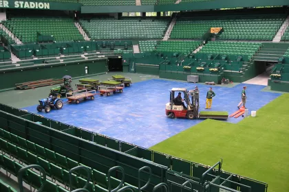 Bigger view of TerraCottem in root zone layer at Gerry Weber Stadion, Halle, Germany.