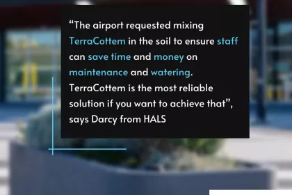 Bigger view of Hobart Airport, where beautiful planter boxes welcome travellers