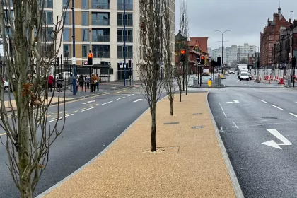 Bigger view of Green-tech use TerraCottem soil conditioning technology for prestigious Manchester ring road planting scheme
