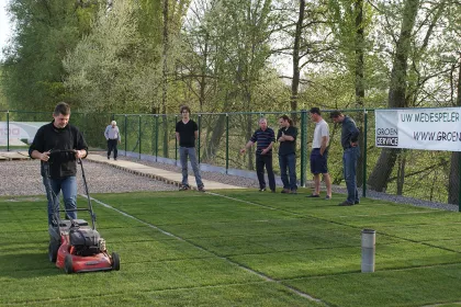 Bigger view of We aim at endorsing and certifying our product's benefits by Universities and independent laboratories - turf trial at UGent for European Turfgrass Society.